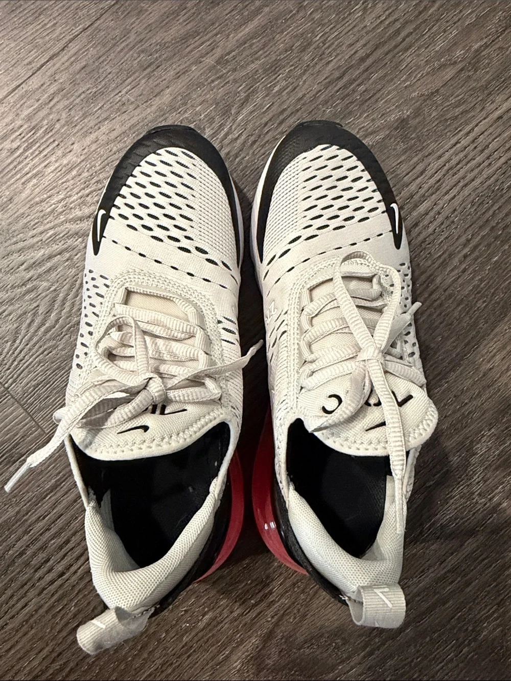 Nike Air Max 270 Cream White with Black and Red Accents